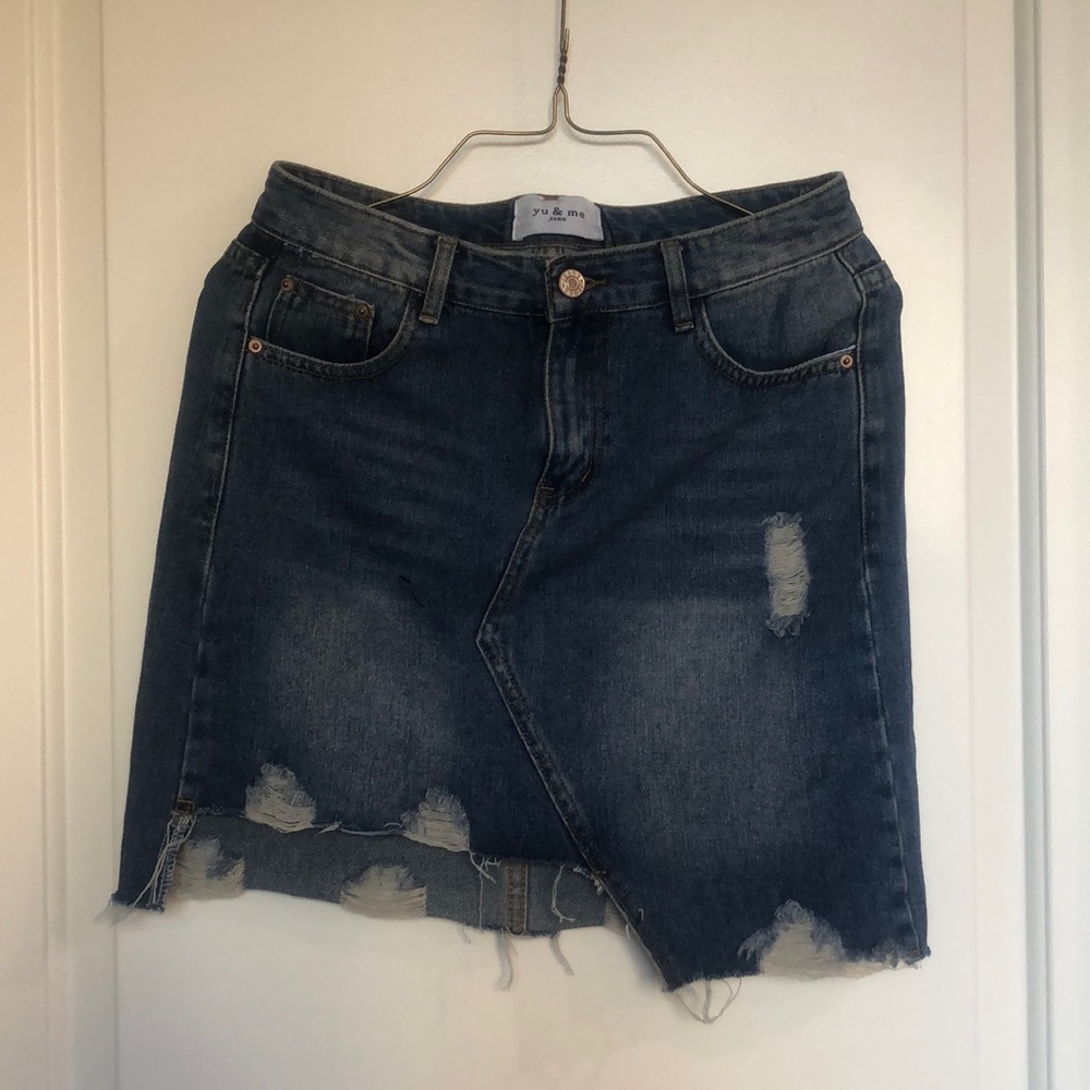 Ripped Denim Skirt